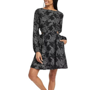 Universal Thread Balloon Long Sleeve A-Line Mini Dress Saddle Brown Cutouts NWT